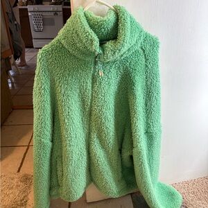 American Eagle Outfitters Green Sherpa Turtleneck Sweater